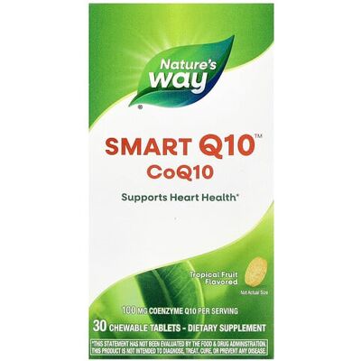 Nature's Way, Smart Q10™ CoQ10, Tropical Fruit, 100 mg, 30 Chewable Tablets Nature's Way, Smart Q10™ CoQ10, Tropical Fruit, 100 mg, 30 Chewable Tablets