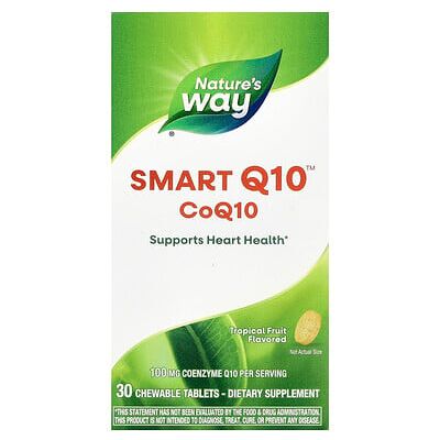 Nature's Way, Smart Q10™ CoQ10, Tropical Fruit, 100 mg, 30 Chewable Tablets Nature's Way, Smart Q10™ CoQ10, Tropical Fruit, 100 mg, 30 Chewable Tablets
