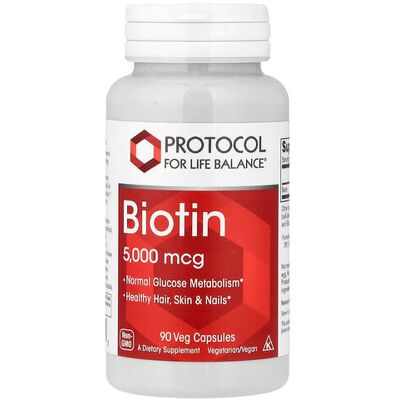 Protocol for Life Balance, Biotin, 5,000 mcg, 90 Veg Capsules Protocol for Life Balance, Biotin, 5,000 mcg, 90 Veg Capsules