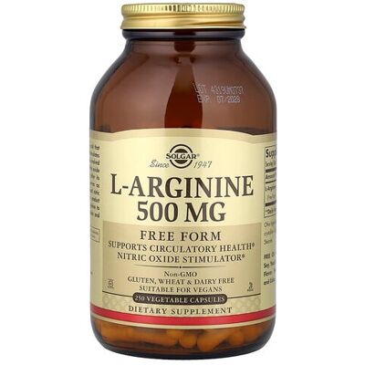 Solgar, L-Arginine, Free Form, 500 mg, 250 Vegetable Capsules Solgar, L-Arginine, Free Form, 500 mg, 250 Vegetable Capsules