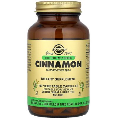 Solgar Solgar Cinnamon - Powdered Cinnamon Bark & Bark Extract - 100 Vegi - Dietary Supplement Solgar Solgar Cinnamon - Powdered Cinnamon Bark & Bark Extract - 100 Vegi - Dietary Supplement