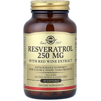 Solgar Resveratrol - 250 mg Red Wine Extract - Dietary Supplement Solgar Resveratrol - 250 mg Red Wine Extract - Dietary Supplement