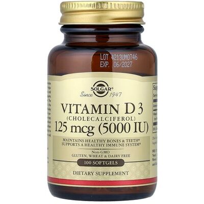 Solgar Vitamin D3 5000 IU Softgels - Dietary Supplement Solgar Vitamin D3 5000 IU Softgels - Dietary Supplement