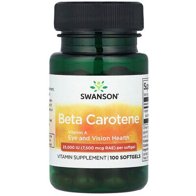 Swanson Beta Carotene 25000iu - Vision & Immunity - 100 Softgels Swanson Beta Carotene 25000iu - Vision & Immunity - 100 Softgels