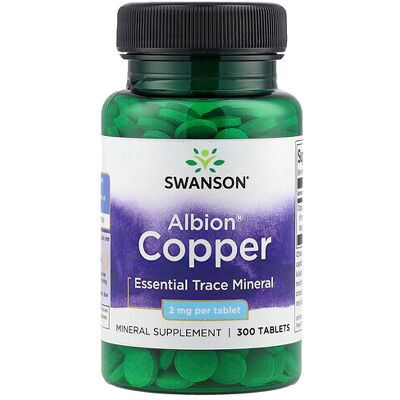Swanson Copper 2mg - 300 Tablets - Dietary Supplement Swanson Copper 2mg - 300 Tablets - Dietary Supplement