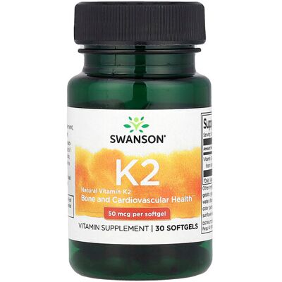 Swanson Natural Vitamin K2 50mcg Softgels - Bone & Heart Health Swanson Natural Vitamin K2 50mcg Softgels - Bone & Heart Health