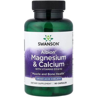Swanson Albion Magnesium Calcium Chelate D3 K2 90 Capsules Swanson Albion Magnesium Calcium Chelate D3 K2 90 Capsules