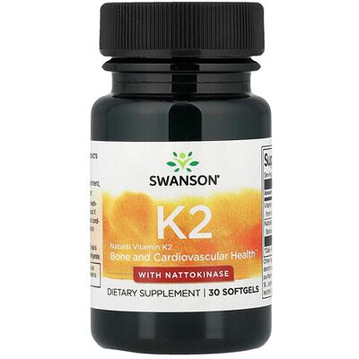 Swanson Vitamin K2 + Nattokinase 30 Capsules - Vitamins and Supplements Swanson Vitamin K2 + Nattokinase 30 Capsules - Vitamins and Supplements