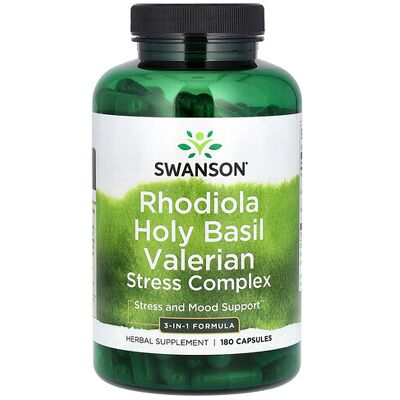 Swanson Rhodiola Holy Basil Valerian Stress Complex - 180 Capsules Swanson Rhodiola Holy Basil Valerian Stress Complex - 180 Capsules