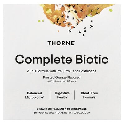 Thorne, Complete Biotic, Frosted Orange, 30 Stick Packs, 0.04 oz (1 g) Each Thorne, Complete Biotic, Frosted Orange, 30 Stick Packs, 0.04 oz (1 g) Each