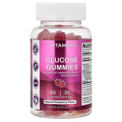 Vitamatic, Glucose Gummies, Natural Raspberry, 60 Gummies Vitamatic, Glucose Gummies, Natural Raspberry, 60 Gummies