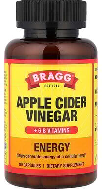 Bragg, Energy, Apple Cider Vinegar + 6 B Vitamins, 90 Capsules