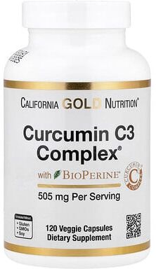 California Gold Nutrition, Curcumin C3 Complex® with BioPerine® Black Pepper Extract, Turmeric Curcumin Complex, Enhanced Bioavailablity, 120 Veggie Capsules
