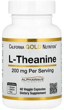 California Gold Nutrition, L-Theanine, Featuring AlphaWave®, 200 mg, 60 Veggie Capsules