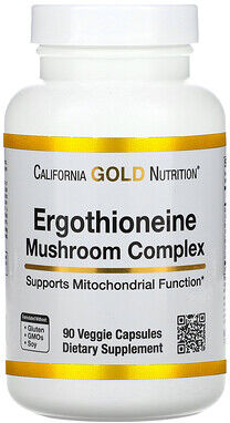 California Gold Nutrition, Ergothioneine Mushroom Complex with Organic Maitake, Organic Oyster, Organic Lion's Mane Mushroom Extracts and L-Ergothioneine, 90 Veggie Capsules