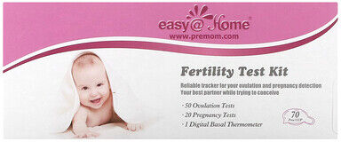 Easy@Home, Fertility Test Kit, 50 Ovulation Tests, 20 Pregnancy Tests, 1 Basal Thermometer, 141 Piece Kit