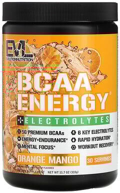 EVLution Nutrition, BCAA Energy Plus Electrolytes, Orange Mango, 11.7 oz (333 g)