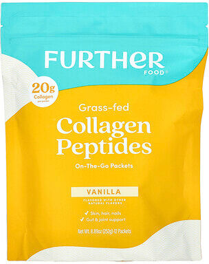 Further Food, Grass-Fed Collagen Peptides, Vanilla, 12 Packets, 0.74 oz (21 g) Each