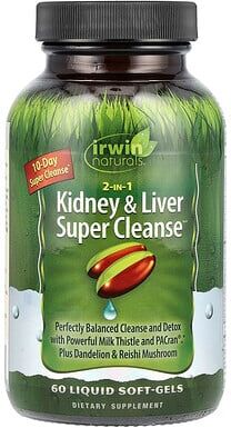 Irwin Naturals, 2-In-1 Kidney & Liver Super Cleanseâ„¢, 60 Liquid Soft-Gels