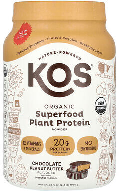 KOS, Organic Superfood Plant Protein Powder, Chocolate Peanut Butter, 2.4 lb (1,092 g)