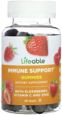 Lifeable, Immune Support Gummies with Elderberry, Vitamin C and Zinc, Natural Berry, 60 Gummies