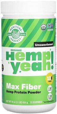 Manitoba Harvest, Organic Hemp Yeah! Max Fiber Hemp Protein Powder, Unsweetened, 1 lb (454 g)