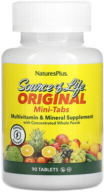 NaturesPlus, Source of Life, Original Mini-Tabs, Multi-Vitamin & Mineral Supplement with Concentrated Whole Food , 90 Tablets