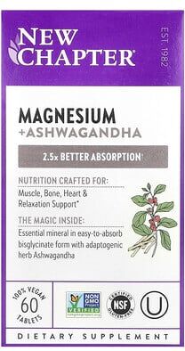 New Chapter, Magnesium + Ashwagandha, 60 Vegan Tablets