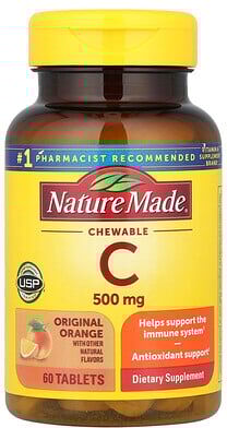 Nature Made, Vitamin C Chewable, Orange, 500 mg, 60 Tablets