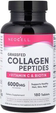 NeoCell, Grassfed Collagen Peptides + Vitamin C & Biotin, 180 Tablets