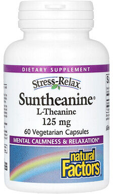 Natural Factors, Stress-Relax, Suntheanine, L-Theanine, 60 Vegetarian Capsules (125 mg per Capsule)