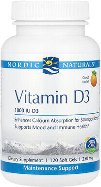 Nordic Naturals, Vitamin D3, Orange, 25 mcg (1,000 IU), 120 Soft Gels