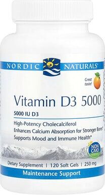 Nordic Naturals, Vitamin D3 5000, Orange, 5,000 IU, 120 Soft Gels
