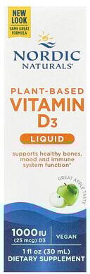 Nordic Naturals, Plant-Based Vitamin D3 Liquid, Great Apple, 25 mcg (1,000 IU), 1 fl oz (30 ml)