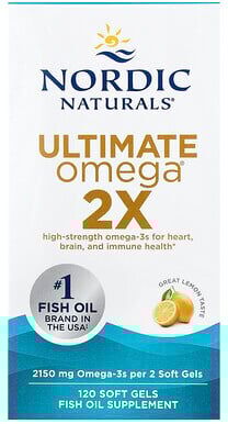Nordic Naturals, Ultimate Omega® 2X, Lemon, 120 Soft Gels (1,075 mg per Soft Gel)