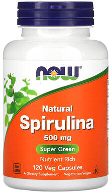 NOW Foods, Natural Spirulina, 500 mg, 120 Veg Capsules