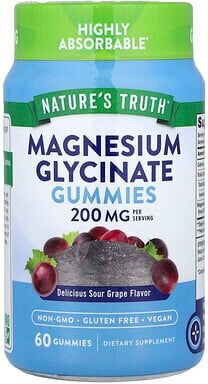 Nature's Truth, Magnesium Glycinate Gummies, Delicious Sour Grape, 60 Gummies