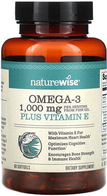 NatureWise, Omega 3 Plus Vitamin E, 60 Softgels