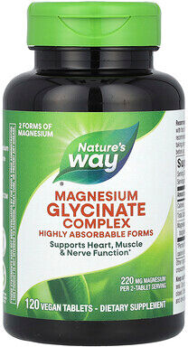 Nature's Way, Magnesium Glycinate Complex, 120 Vegan Tablets (110 mg per Tablet)