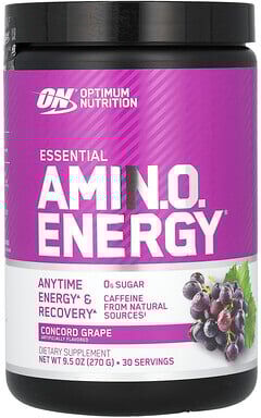Optimum Nutrition, Essential Amin.O. Energy®, Concord Grape, 9.5 oz (270 g)