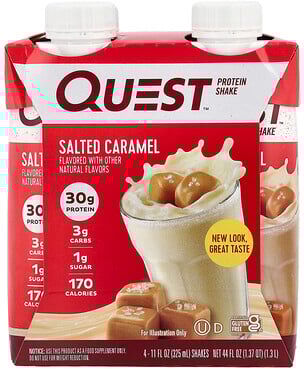 Garmin Quest Nutrition, Protein Shake, Salted Caramel, 4 Shakes, 11 fl oz (325 ml) Each