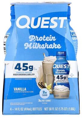 Garmin Quest Nutrition, Protein Milk Shake, Vanilla, 4 Bottles, 14 fl oz (414 ml) Each