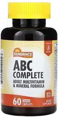 Sundance Vitamins, ABC Complete, Adult Multivitamin & Mineral Formula, 60 Coated Caplets