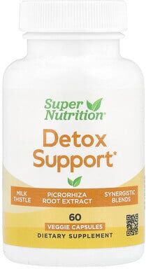 Super Nutrition, Detox Support with Milk Thistle Extract, Picrorhiza Root Extract, Turmeric Extract, Dandelion Powder and Digestive Blend, 60 Veggie Capsules