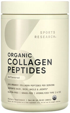 Sports Research, Organic Collagen Peptides, Unflavored, 10.58 oz (300 g)