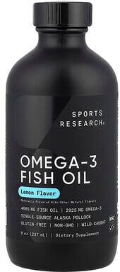 Sports Research, Omega-3 Fish Oil, Lemon, 8 oz (237 ml)
