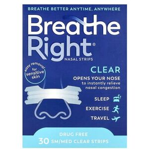Breathe Right, Nasal Strips, SM/Med, Clear, 30 Strips Breathe Right, Nasal Strips, SM/Med, Clear, 30 Strips