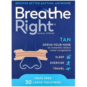 Breathe Right, Nasal Strips, Large, Tan, 30 Strips Breathe Right, Nasal Strips, Large, Tan, 30 Strips