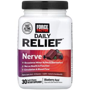Force Factor, Daily Relief™, Nerve, Blueberry Acai, 30 Soft Chews Force Factor, Daily Relief™, Nerve, Blueberry Acai, 30 Soft Chews