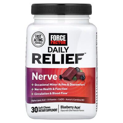 Force Factor, Daily Relief™, Nerve, Blueberry Acai, 30 Soft Chews Force Factor, Daily Relief™, Nerve, Blueberry Acai, 30 Soft Chews